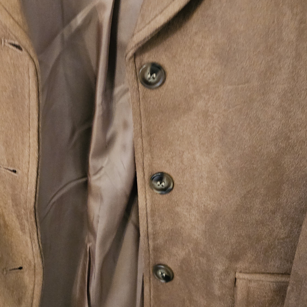 Elegant Tan Faux Suede Blazer for Women - Picture 4 of 8